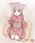  animal_ears box cardboard_box cat_ears copyright_request japanese_clothes long_sleeves on_box sitting sitting_on_box solo umiusi 
