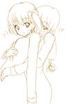  ? brown fukuzawa_yumi heart hug hug_from_behind long_sleeves maria-sama_ga_miteru monochrome multiple_girls nakamura_kusata school_uniform shimazu_yoshino yuri 