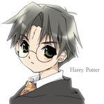  black_hair character_name glasses green_eyes harry_james_potter harry_potter koge_donbo male_focus scar solo 