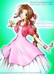  aerith_gainsborough artist_request character_name copyright_name cropped_jacket dress final_fantasy final_fantasy_vii jacket long_dress long_hair pink_dress solo very_long_hair 