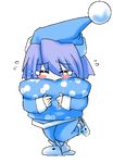  animated animated_gif blue blue_hair blush full_body kotonomiya_yuki long_sleeves lowres pajamas solo spinning suigetsu transparent_background 