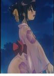  andou_mahoro blush japanese_clothes kimono long_sleeves mahoromatic screencap smile solo wet wet_clothes 