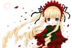  bangs blonde_hair blue_eyes dress drill_hair flower frills hairband long_hair long_sleeves mizuna_(water_emp-tei) ribbon rose rozen_maiden shinku sidelocks solo twintails very_long_hair 