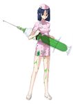  copyright_request error hanamo hat large_syringe nurse nurse_cap oversized_object simple_background solo syringe wet 