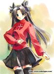  artist_request black_legwear fate/stay_night fate_(series) long_sleeves solo thighhighs toosaka_rin turtleneck two_side_up 