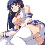  :o arm_support ass blue_eyes blue_hair blue_skirt blush breasts covered_nipples detached_sleeves hair_ornament hair_ribbon large_breasts long_hair long_sleeves looking_back lying nanahashi_tokoyo no_bra on_side open_clothes open_mouth open_shirt os-tan panties ribbon shirt sketch skirt solo surprised thighhighs tress_ribbon underwear white_legwear white_panties x_hair_ornament xp-tan 