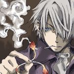  artist_request cigarette ginko hair_over_one_eye lowres male_focus mushishi smoking solo 