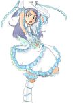  arms_up artist_request boots character_request cosplay cure_white cure_white_(cosplay) futari_wa_precure knee_boots magical_girl precure simple_background solo two_side_up white_background white_footwear yukishiro_honoka 