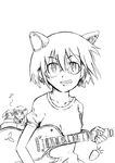  3girls 95-tan 98-tan artist_request eighth_note glasses greyscale guitar instrument monochrome multiple_girls musical_note os-tan 