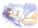  artist_request bed blue_eyes blue_hair bra itou_noemi lingerie long_hair no_pants panties side_ponytail solo underwear with_you 