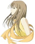  artist_request bare_shoulders brown_hair long_hair lowres mishima_reika rahxephon red_eyes ribbon solo 