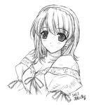  dress greyscale hairband hasegawa_akemi hasumi_eran monochrome pia_carrot_(series) pia_carrot_e_youkoso!!_3 ribbon sketch solo traditional_media 