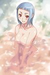  bangs blunt_bangs breasts maruto! miyu_greer my-hime nude onsen red_eyes silver_hair solo 