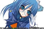  2k-tan artist_request blue_eyes blue_hair glasses gloves long_sleeves os-tan solo white_gloves 