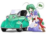  ahoge artist_request braid car green_eyes green_hair ground_vehicle me-tan messerschmitt motor_vehicle os-tan solo twin_braids 