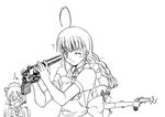  3girls 98-tan ? ahoge artist_request braid glasses greyscale gun handgun me-tan monochrome multiple_girls one_eye_closed os-tan pistol revolver twin_braids weapon you're_doing_it_wrong 