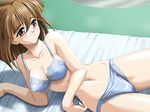  bed blue_bra blue_panties bra game_cg hoshi_no_pierce kinmedai_pink lingerie panties solo underwear underwear_only 