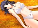  aoi_namida bow bow_panties bra game_cg grass hibino_saeka lingerie lying navel on_back on_grass panties solo soo-hyon_lee underwear underwear_only 