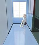  artist_request hallway indoors original reflection reflective_floor short_hair solo white_hair window 