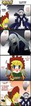  2girls 4koma blonde_hair comic hard_translated highres multiple_girls onakkey rozen_maiden sakurada_jun shinku suigintou translated 