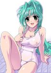  aqua_eyes aqua_hair artist_request breasts covered_nipples facial_mark forehead_mark large_breasts lindy_harlaown long_hair lyrical_nanoha mahou_shoujo_lyrical_nanoha mahou_shoujo_lyrical_nanoha_a's one-piece_swimsuit school_swimsuit solo swimsuit white_school_swimsuit white_swimsuit 