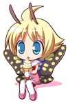  blonde_hair blue_eyes bug butterfly chibi crepe fairy food ice_cream insect mary_janes osaragi_mitama shimon shimotsuma shoes solo thighhighs 