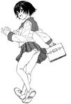 copyright_request greyscale long_sleeves monochrome panties pleated_skirt satou_atsuki school_uniform skirt solo underwear 