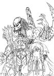  arm_blade artist_request crossover greyscale monochrome plasma_caster predator predator_(movie) rozen_maiden suiseiseki weapon 