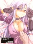  blush braid breasts caster choker cleavage fate/hollow_ataraxia fate/stay_night fate_(series) gloves kurikara large_breasts long_sleeves nipple_slip nipples pointy_ears solo 