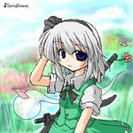  closed_mouth day hitodama konpaku_youmu konpaku_youmu_(ghost) lowres oekaki outdoors solo touhou yuuhi_alpha 