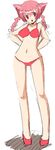  animal_ears bikini braid cat_ears copyright_request red_eyes red_hair shijou_sadafumi solo swimsuit twin_braids 