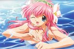  bikini flower galaxy_angel highres kimura_masahiro milfeulle_sakuraba pink_hair solo swimsuit 