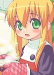  blonde_hair capcom duplicate food green_eyes long_hair megaman_(game) rockman rockman_(classic) roll 