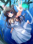  :o animal_ears armpits artist_request bare_shoulders black_hair blue_eyes blush cat_ears dress long_hair open_mouth original partially_submerged ripples sleeveless sleeveless_dress solo source_request spaghetti_strap water white_dress 