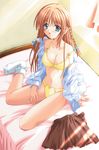  alma_~zutto_soba_ni...~ artist_request bed bra lingerie long_sleeves mitsuki_kanae open_clothes open_shirt panties shirt socks solo underwear 