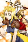  2girls ashelia_b'nargin_dalmasca basch_fon_ronsenburg blonde_hair brown_eyes d=code final_fantasy final_fantasy_xii multiple_girls penelo sword twintails weapon 