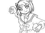  animated animated_gif easytoon greyscale hare_hare_yukai kita_high_school_uniform long_sleeves lowres monochrome pinzu school_uniform serafuku solo suzumiya_haruhi suzumiya_haruhi_no_yuuutsu 