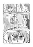  angry artist_request blush caught cheating fujino_shizuru fuuka_academy_uniform greyscale kuga_natsuki monochrome multiple_girls my-hime nipples pleated_skirt skirt staring yuri yuuki_nao 