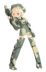  blonde_hair blue_eyes camouflage konami_mecha_musume long_sleeves mecha_musume military r35_(personification) shimada_fumikane solo world_war_ii 