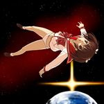  a1 bow bow_panties earth flower gundam hair_flower hair_ornament long_sleeves no_pants panties parody planet school_uniform serafuku shoes socks solo space to_heart_2 underwear white_legwear white_panties yuzuhara_konomi zeta_gundam 