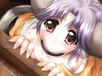  animal_ears box cardboard_box cat_ears cat_tail choker dutch_angle for_adoption game_cg in_box in_container mye non-web_source pink_eyes purple_hair sad solo tail tears vagrants yamamoto_kazue 