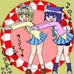  artist_request dancing kurusu_yuzuko long_sleeves lowres momotsuki_gakuen_school_uniform multiple_girls pani_poni_dash! serizawa_akane translated 