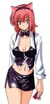  animal_ears cat_ears cosplay croupier kamia_(not_found) kasuga_aya long_sleeves original red_hair rio_rollins rio_rollins_(cosplay) solo super_blackjack 