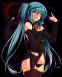  aqua_hair black_panties black_sclera demon_wings detached_sleeves evil hatsune_miku long_hair nail_polish panties red_nails scar smile solo thighhighs twintails underwear very_long_hair vocaloid wings yellow_eyes yukinon_(tsuki_koubou) 