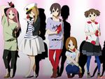  bad_id bad_pixiv_id belt blue_legwear earrings extra food fruit hat highres hirasawa_ui holding holding_food holding_fruit jewelry k-on! listen!! manabe_nodoka miura_akane multiple_girls muumiso_(alacrte) no_eyewear pantyhose red_legwear strawberry suzuki_jun tachibana_himeko 