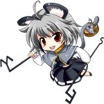  absurdres animal_ears basket brown_eyes full_body grey_hair haneori highres jewelry mouse mouse_ears mouse_tail nazrin pendant short_hair solo tail touhou transparent_background 