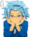  1boy blue_hair glasses headphones inazuma_eleven inazuma_eleven_(series) male male_focus otomura_gakuya purple_eyes shota solo stare staring trap violet_eyes yuuga_(cherrybomb-g) yuuga_(pixiv306038) 