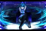  aqua_eyes aqua_hair arms_up duplicate hatsune_miku long_hair necktie sitting skirt solo thighhighs twintails ume_(plumblossom) very_long_hair vocaloid 