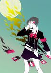  aragaki_shinjirou bad_id bad_pixiv_id bow card digital_media_player evoker female_protagonist_(persona_3) floating_card full_moon gun hair_ornament hairclip headphones holster kneehighs mishina_nao moon odagiri_hidetoshi persona persona_3 persona_3_portable ribbon sanada_akihiko school_uniform skirt socks solo tears weapon 