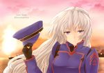  blue_eyes hat long_hair military military_uniform muvluv muvluv_alternative parody silver_hair solo tipo_(tipoplaza) touhou uniform yagokoro_eirin 